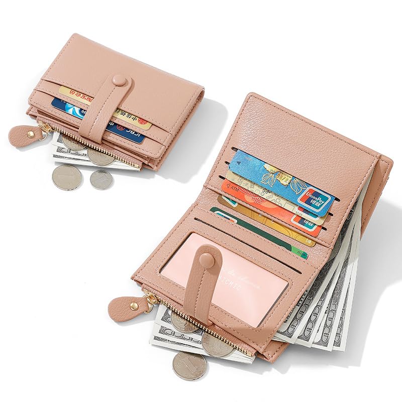 Small Wallets for Women RFID Blocking Bifold Womens Pu Wallet with Zipper Coin Purse Slim Thin Compact Credit Card Wallet4