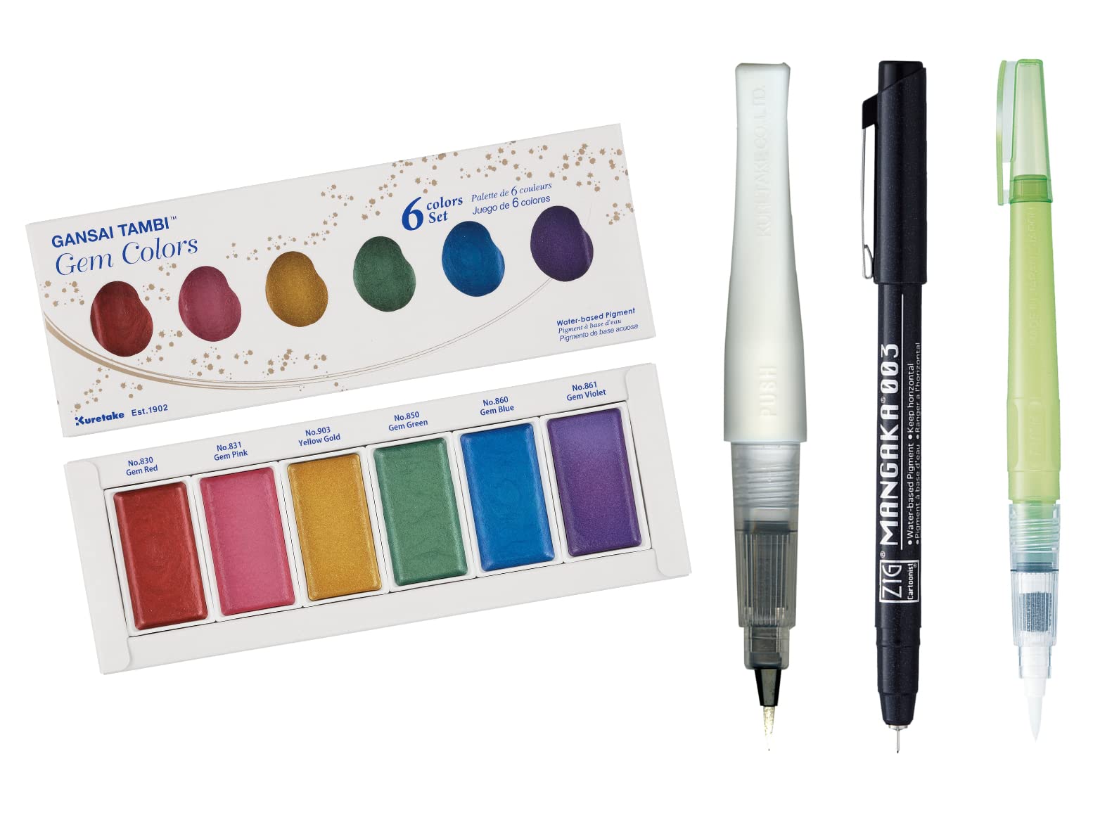 michiページ ZIG Special Illustration Set GANSAI TAMBI Gem 6 colors Micron Pen