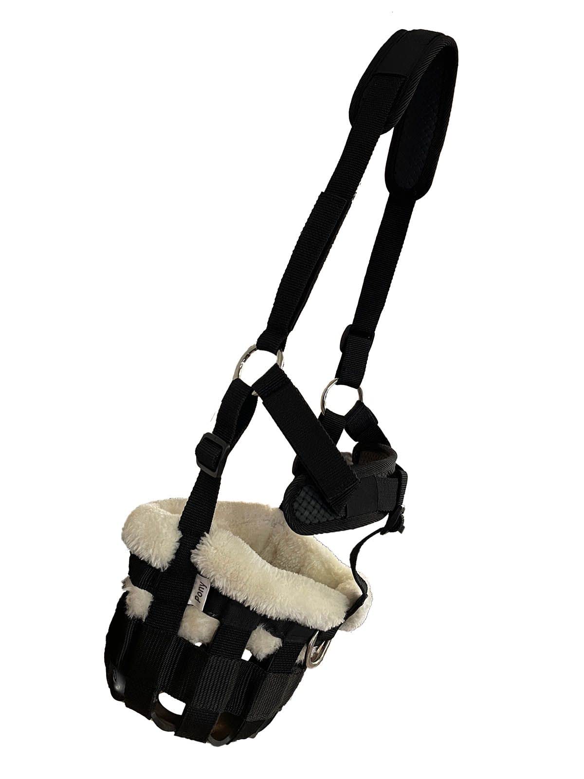 One Stop Equine Shop BasEQ Classic Fleece-Lined Muzzle Black Cob