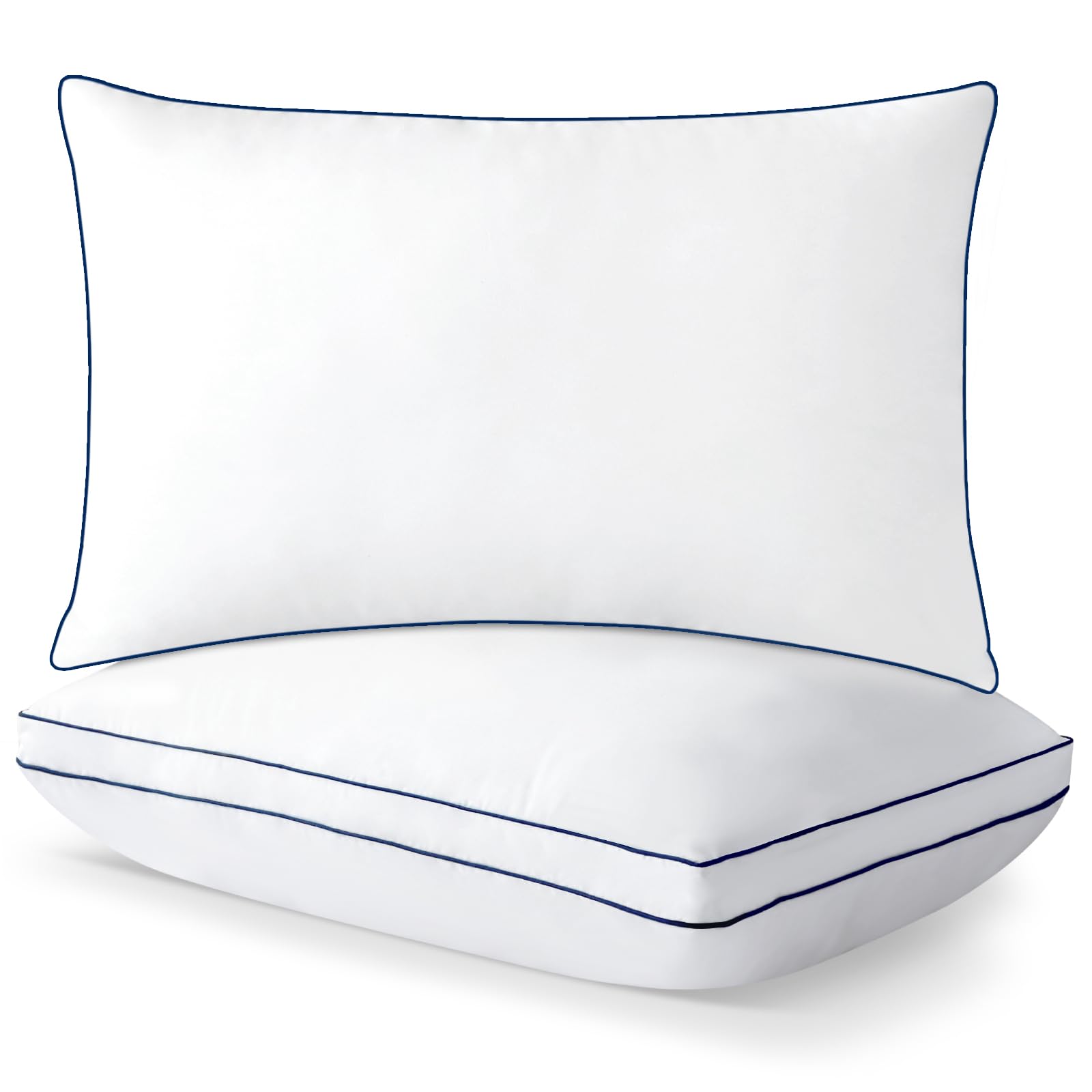 Soft Bed Pillows for Sleeping Set of 2, Stomach or Side Sleepers, Pillow for Back, White Fluffy Pillows for Bed with Down Alternative (Queen Size)