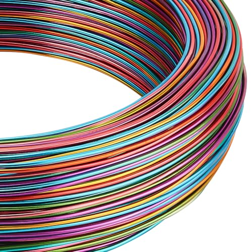 BENECREAT 18 Gauge 307 Feet Multicolor Jewelry Craft Wire Gradient Color Aluminum Wire Bendable Wire with Storage Box for Jewelry Beading Craft Project-Teal Gold Blue Red Green