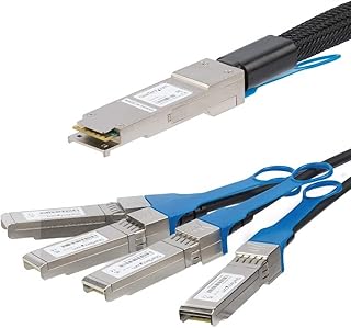 StarTech.com MSA Uncoded Compatible 3m 40G QSFP+ to 4X SFP+ Direct Attach Breakout Cable Twinax - 40GbE QSFP+ to 4X SFP+ Copper DAC 40 Gbps Low Power Passive Transceiver Module DAC (QSFP4SFPPC3M)