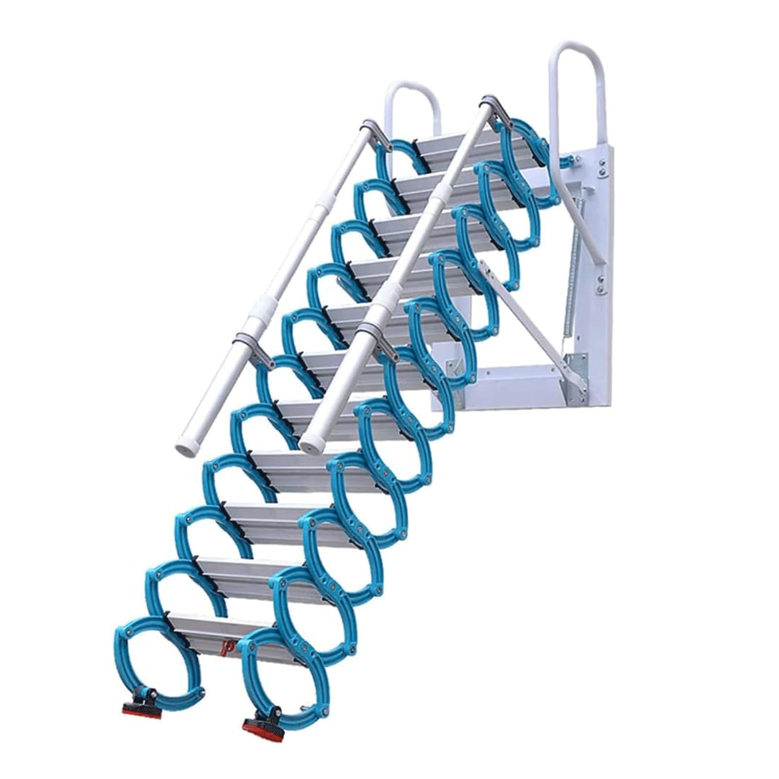 MUYRJLZX Manual Ladder, Carbon Steel Wall Ladder for Attic, Folding Retractable Ladder with Armrests.(2.5-2.75m)