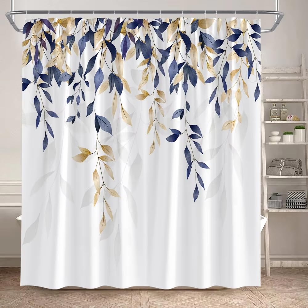 Rideau de douche feuilles d'eucalyptus marron d'automne en polyester 137x203 cm