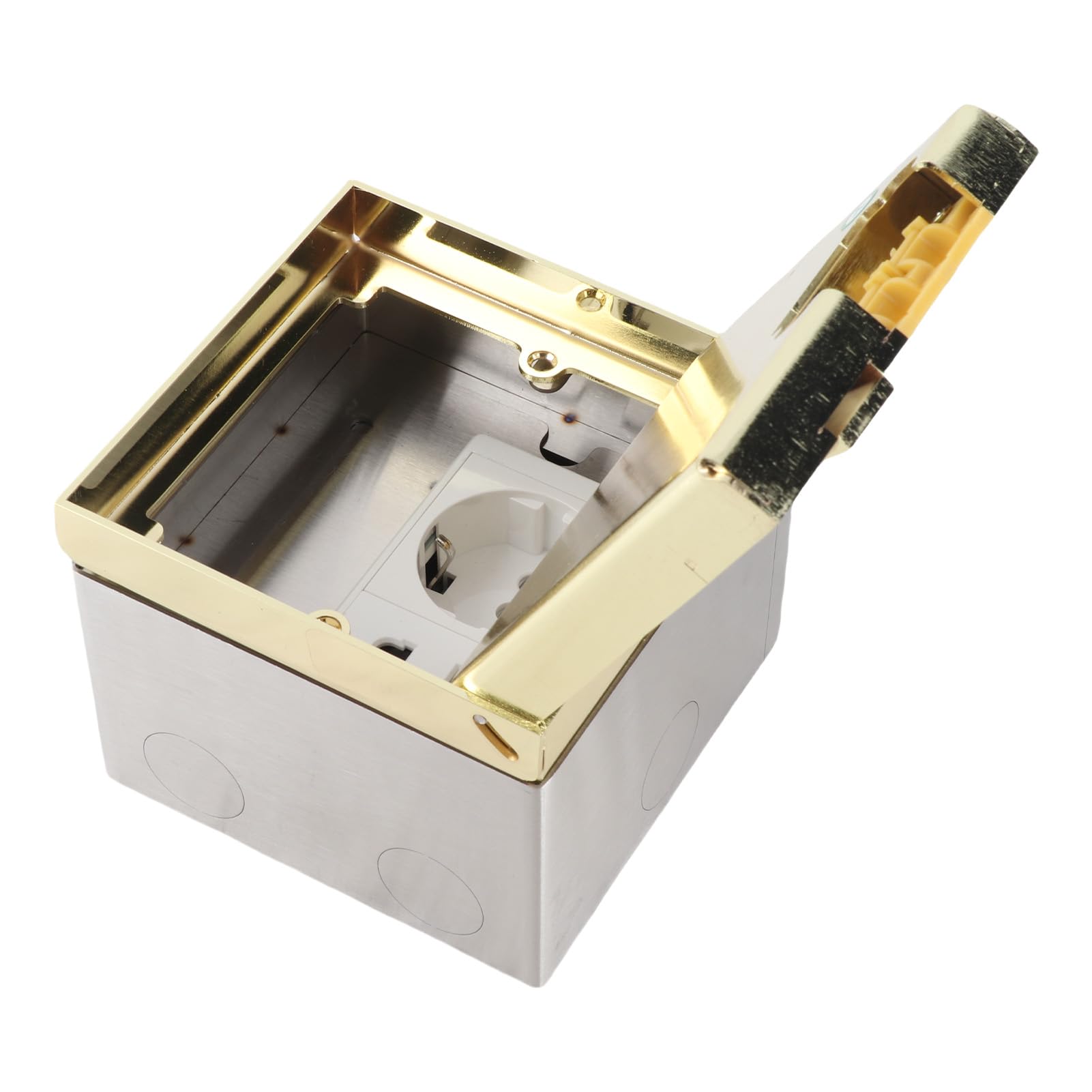 Presa a pavimento da incasso 16A 4000W in acciaio inossidabile color oro, scatola di derivazione elettrica per ufficio, scuola e casa.