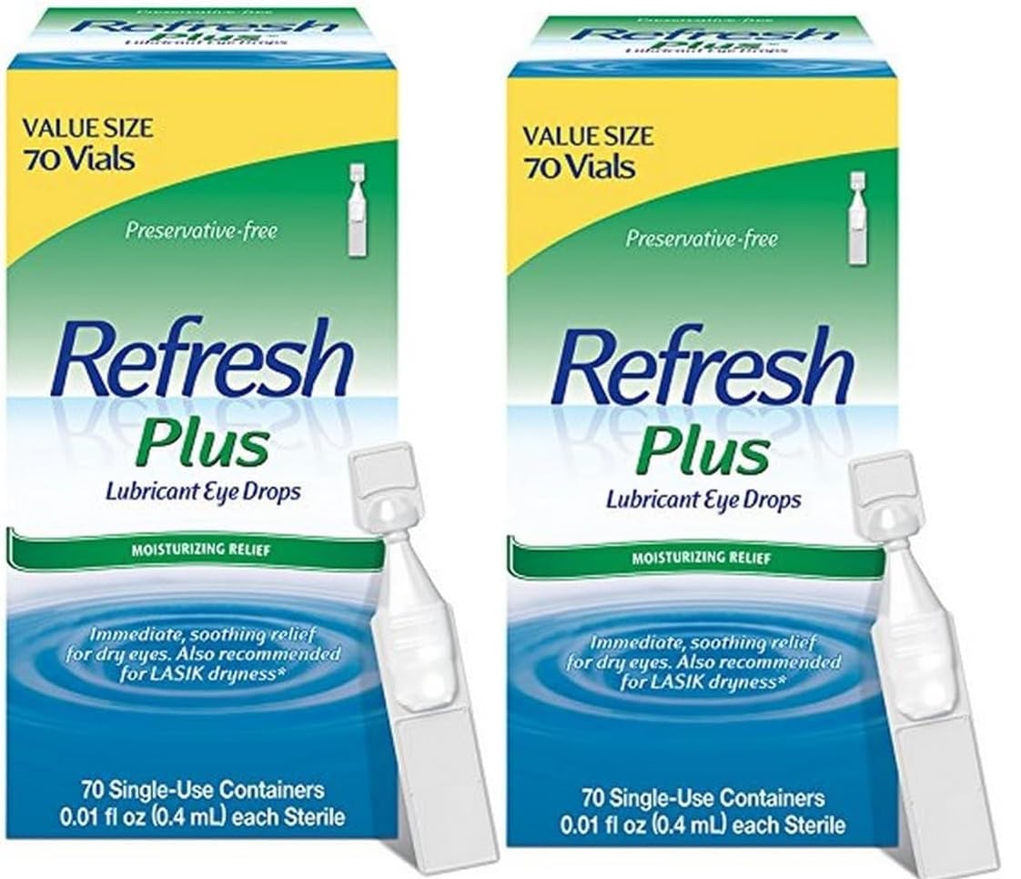 Refresh Plus Lubricant Eye Drops Value Size 70-0 01 Fluid Ounce 0 4 ml Containers Pack of 2