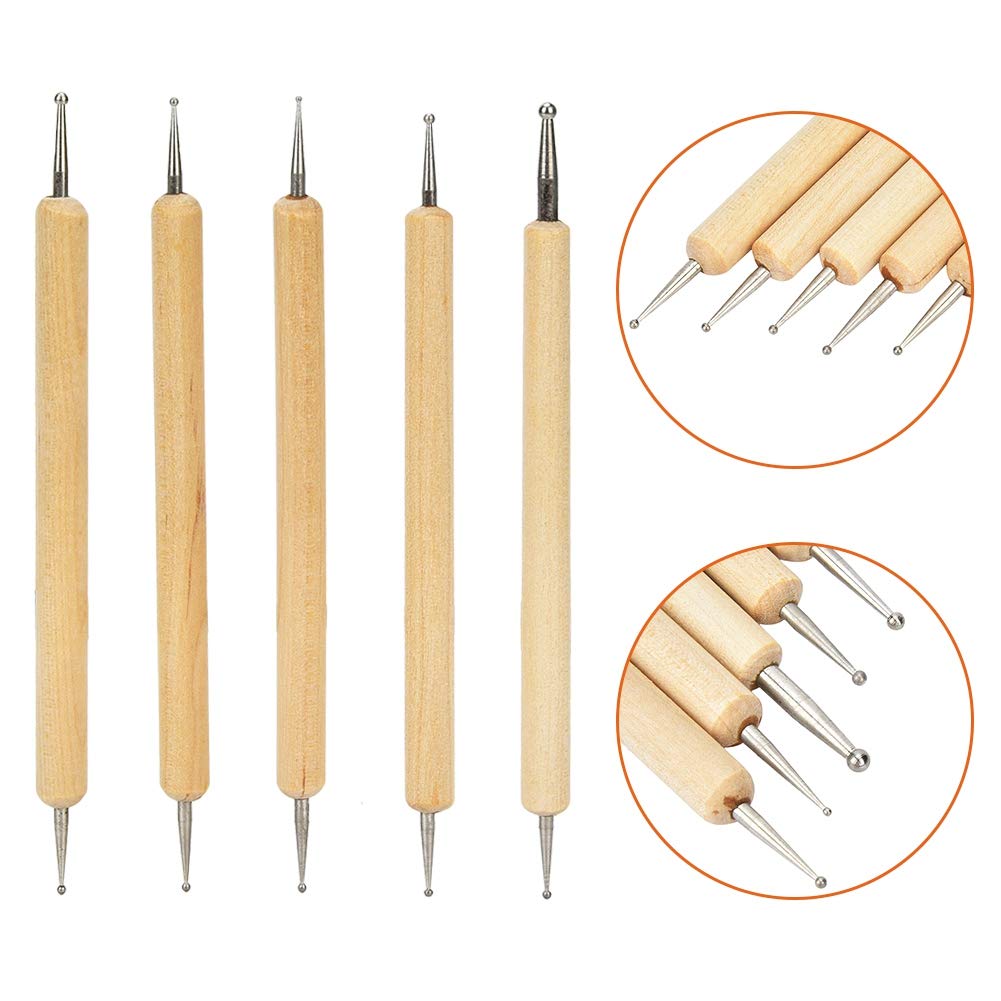 Lederhandwerkslöffel, handgefertigtes Nähwerkzeug, Lederschnitzpresse, 8 Stück, Diy, handgefertigt, Lederhandwerk, Schnitzstift, Werkzeuglöffel, Doppelkopfspitze, Bohrstift-Kit-Set