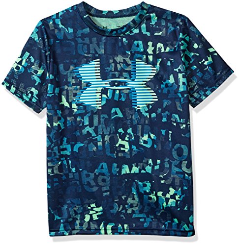 Under Armour Boys' Tech Big Logo Printed T-Shirt, Academy (409)/Green Typhoon, Youth X-Small