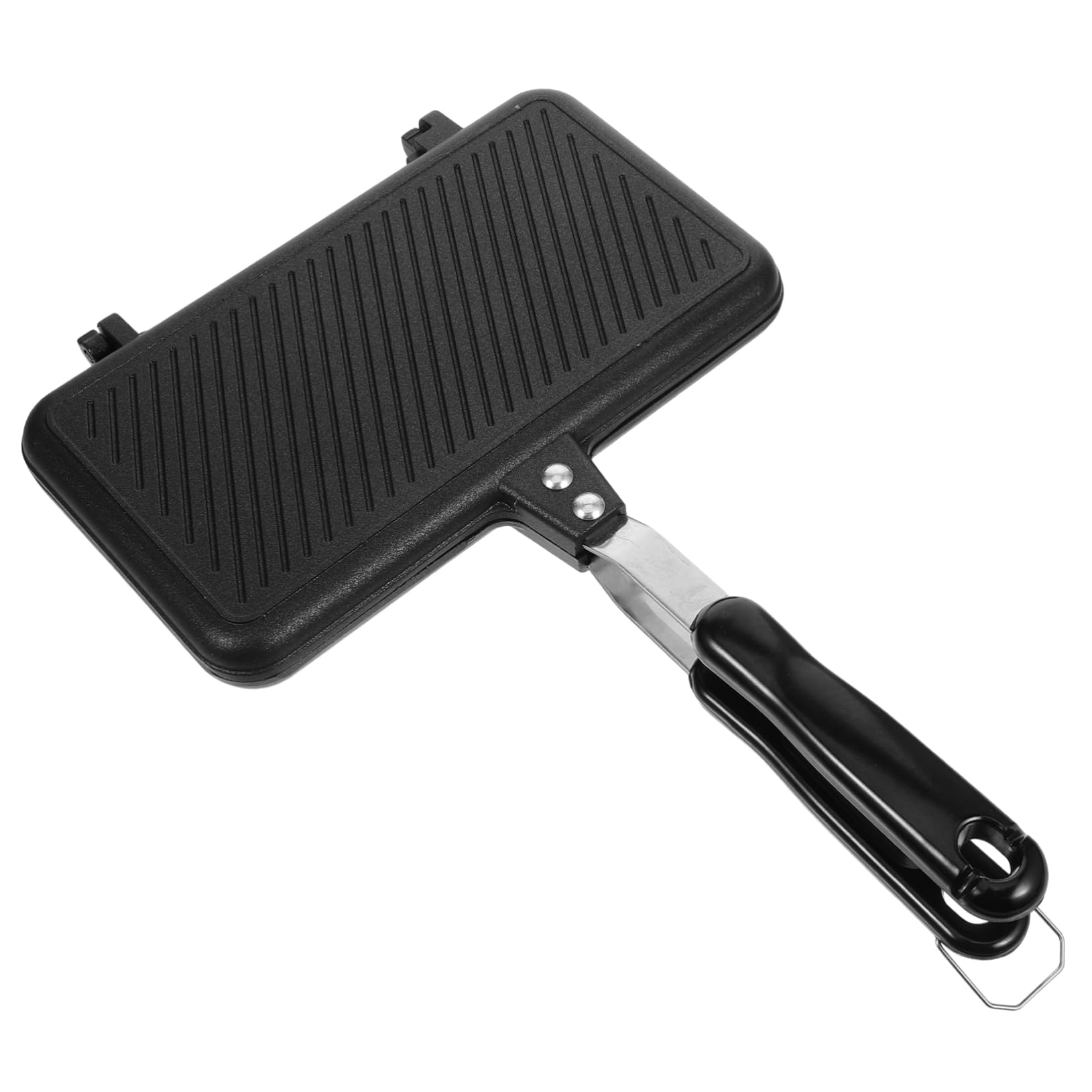 VOSAREA Double Sided Non Stick Sandwich Toaster Pan for Easy Breakfast Cooking Gas Heating Kitchen Baking Pan for Toast Eggs Snacks Ergonomic Handle