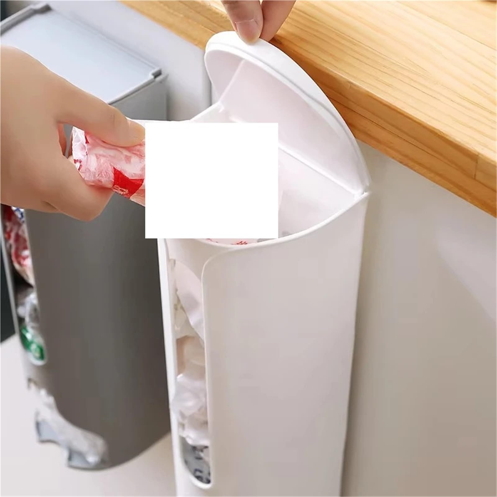 Dispensador De Bolsas De Basura Bolsa de Basura for Colgar en la Pared, Caja de Almacenamiento de plástico, dispensador de Bolsa de Basura for baño, Accesorios de Cocina, 2 uds.(Gray)