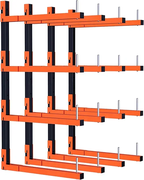 Mogbhw 4 Pack Lumber Storage Rack, Wall Mount Removable Lumber Rack with 4-Level Holds Up 1040 Lbs, Heavy Duty Metal Garage Wood Organizer for Workshop, Basement, Indoor and Outdoor (4 Pack-8 Level)