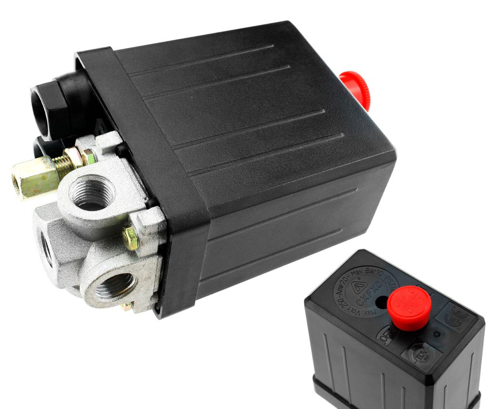 Air Compressor Pressure Switch 1/4" BSP 4 Port Manifold with Safety