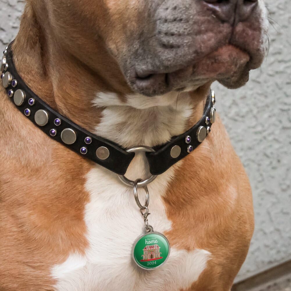 Our First Home 2024 Gingerbread House Chrome Plated Metal Pet Dog Cat ID Tag - Large