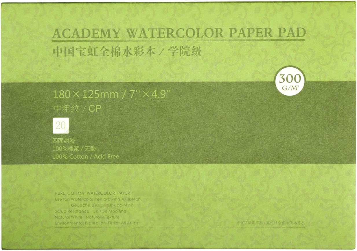 MEEDEN 5X7 Watercolor Paper Textured Surface Watercolor Pad, Cold Pressed, 20Sheets (140lb/300gsm) Art Sketchbook Pad for Painting & Drawing, Wet, Mixed Media