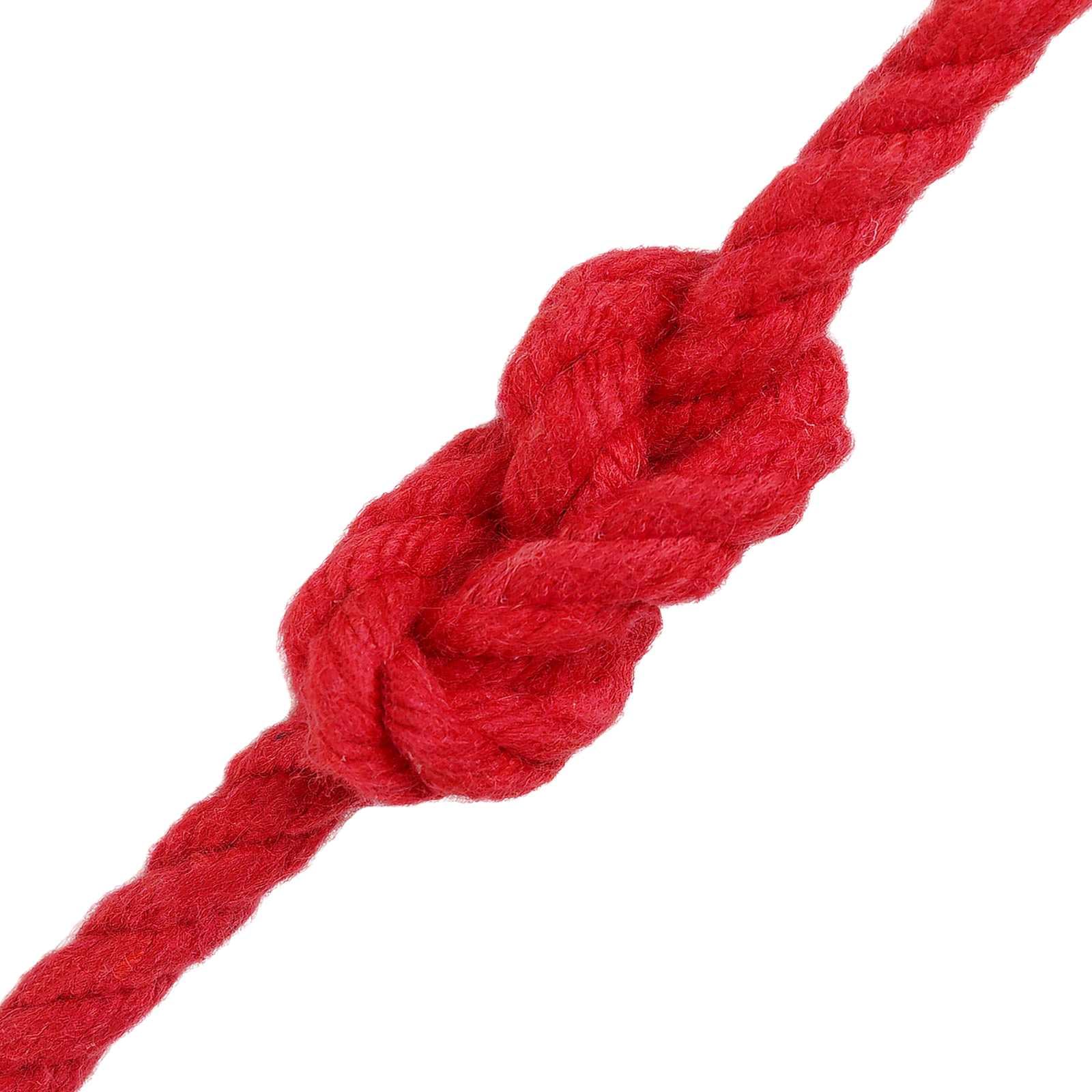 Cuerda de algodón roja 0,4 x 0,4 x 25000 cm, 3 capas, cuerda de cuerda de rocío, cuerda para manualidades, fijación, macramé, para proyectos de interior y exterior
