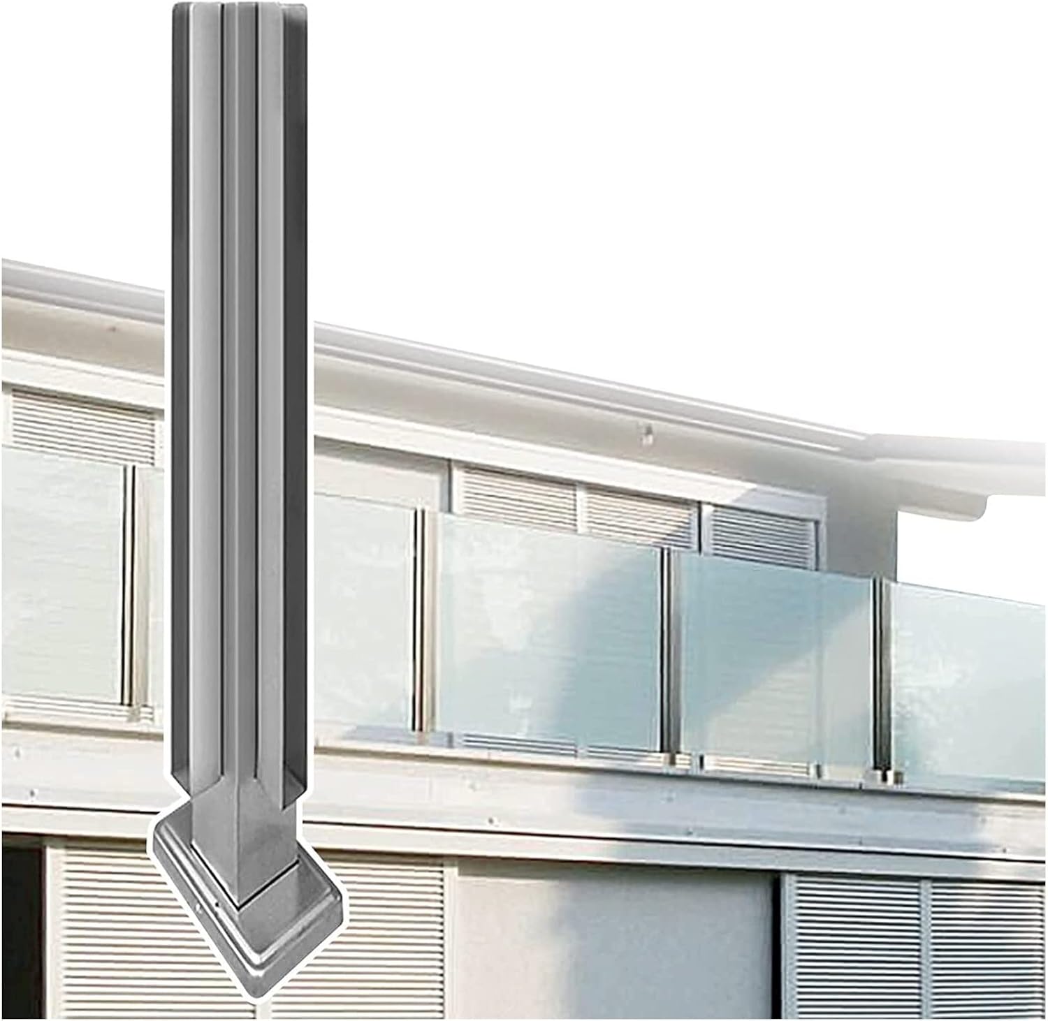 Stainless Steel Balustrade Post Glass Balustrade Safe Glass Balustrade System for Balcony Fence/Patio Partition, Windproof Deck Railing Clamp, Easy to Fit (Color : Mid Post, Size : 105cm/41.3")