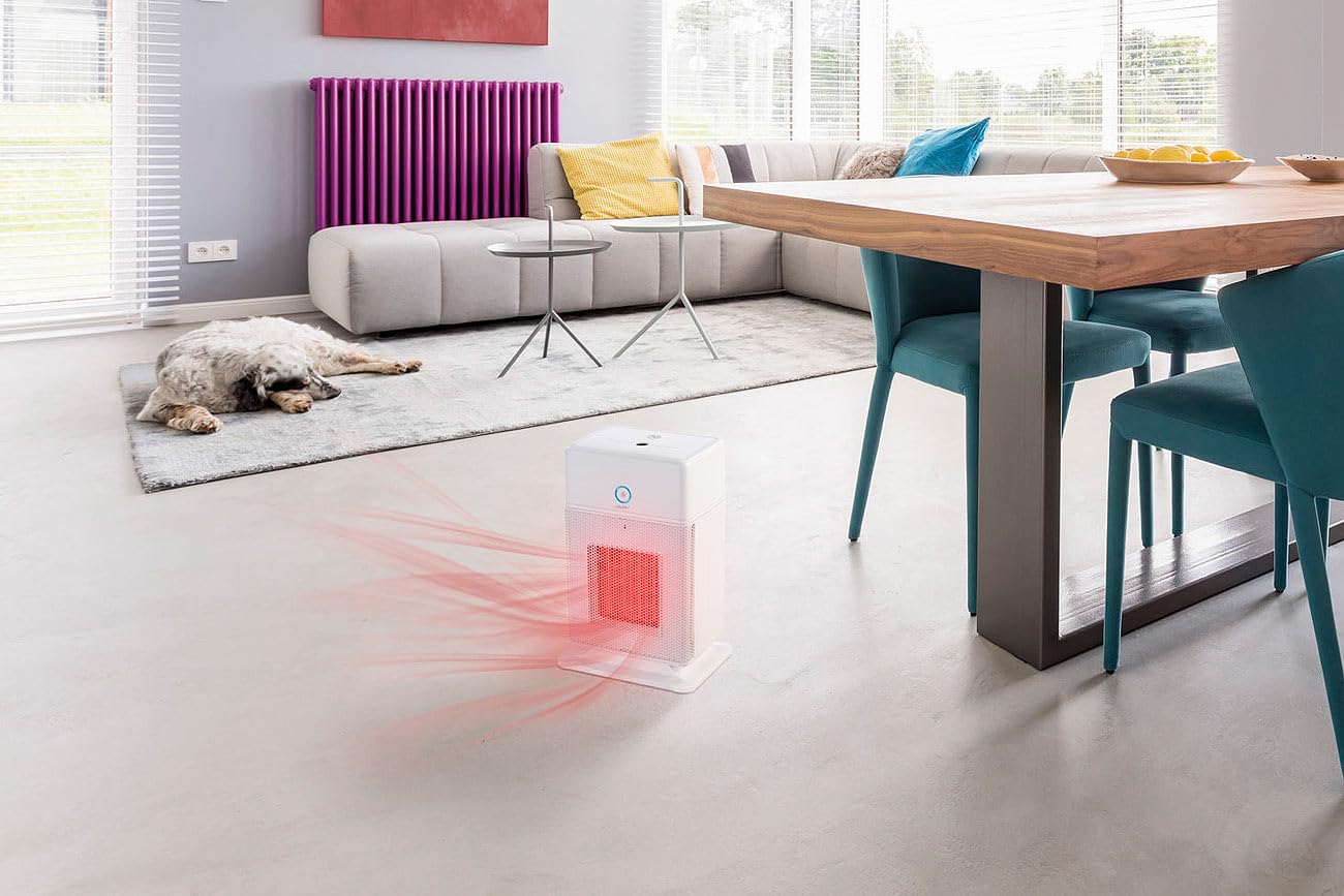 Calefactor cerámico 2 en 1 con humidificador, termostato y oscilación, 1800 W