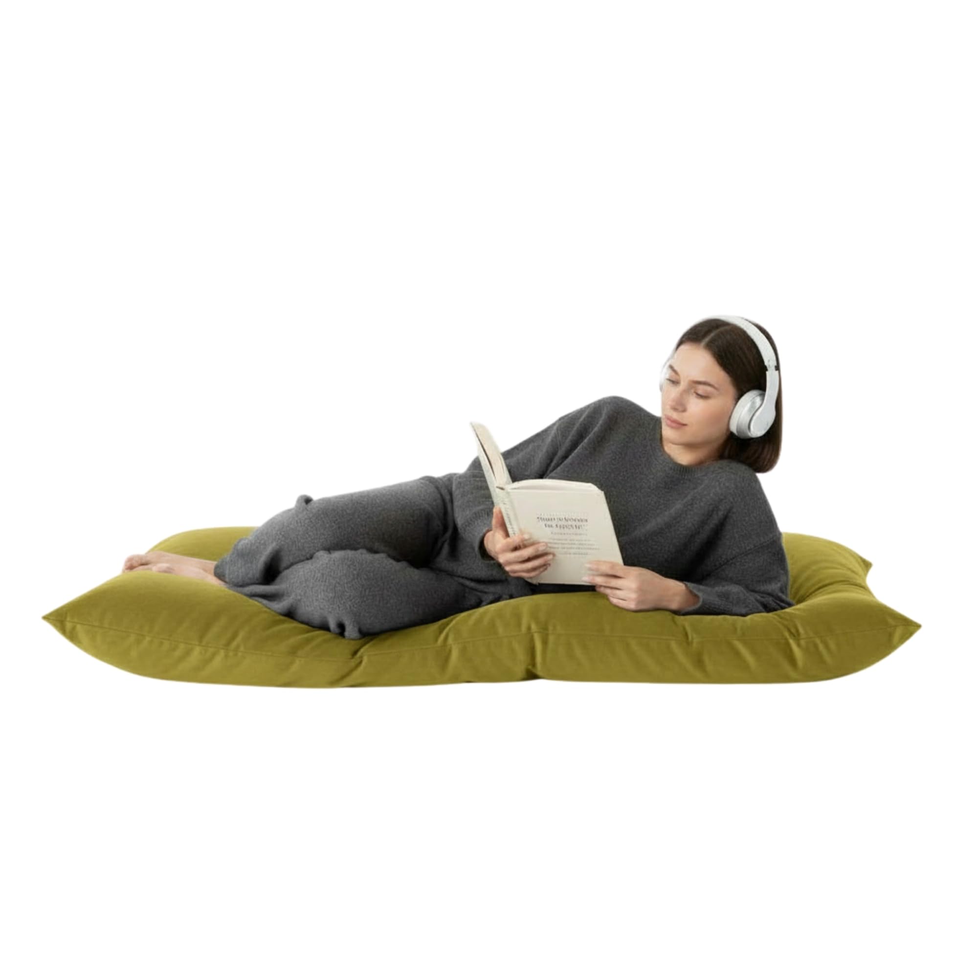 Kosiproducts Beanbag Floor Cushions Pillow Plush Velvet 100% Soft Polyester-Sage-84x65