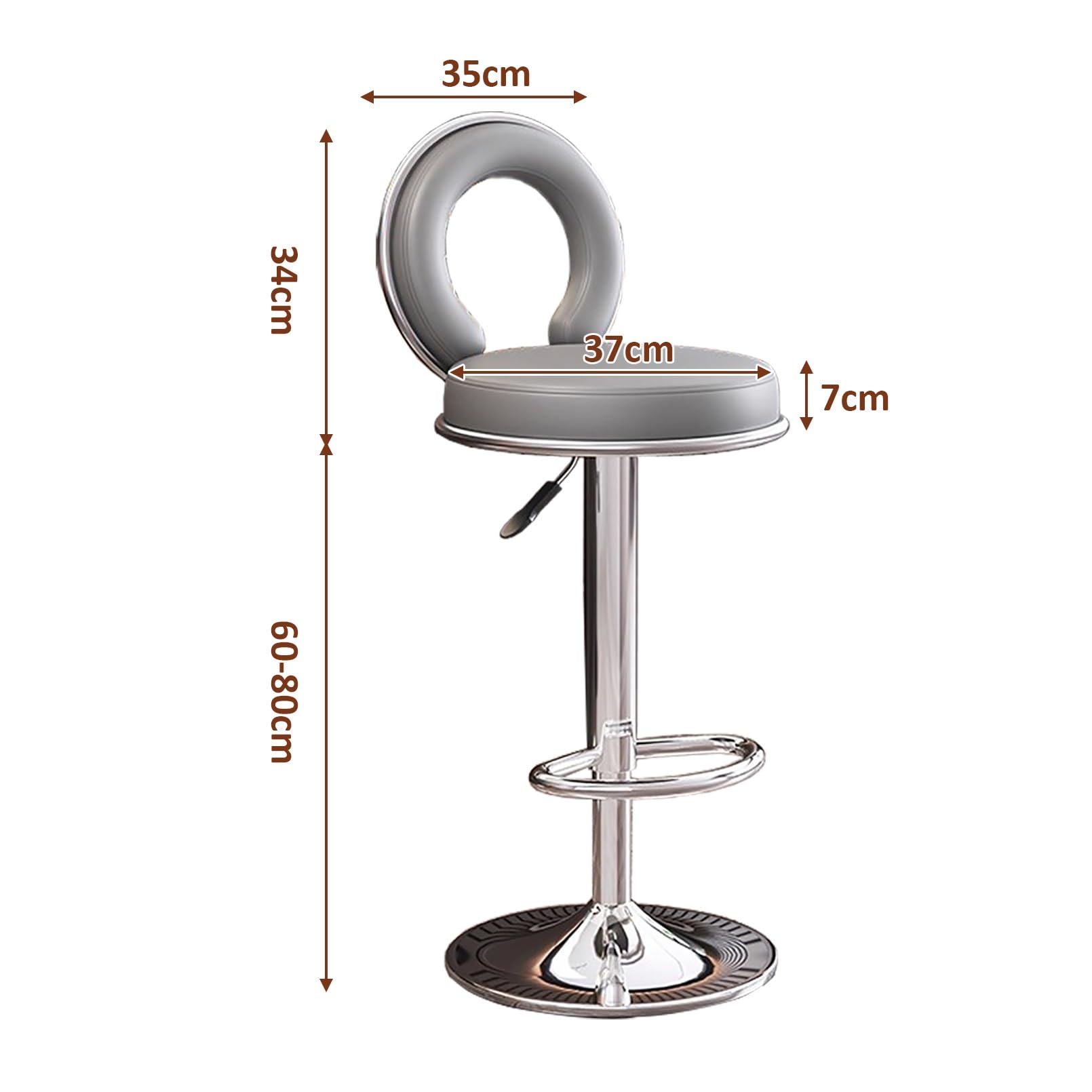 Sgabelli da bar per isola cucina, moderni, regolabili, girevoli, con schienale ergonomico e poggiapiedi in similpelle per cucina domestica (1 pezzo).