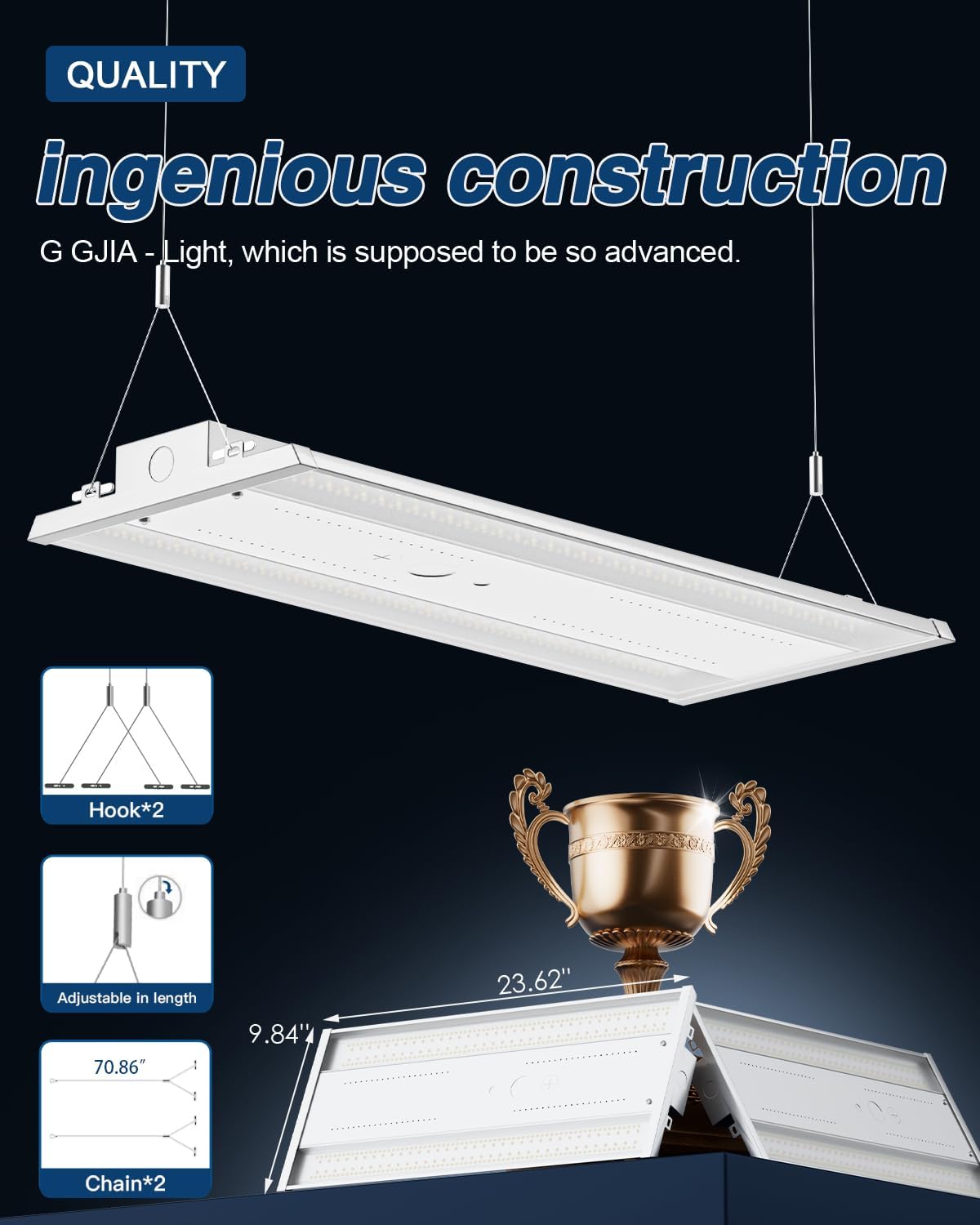 LED Linear High Bay Light 4-Pack, 210W 31500LM 0-10V Dimmable 5000K Daylight, Adjustable High Bay LED Shop Lights Lighting Fixtures for Garage Warehouse Workshop, UL