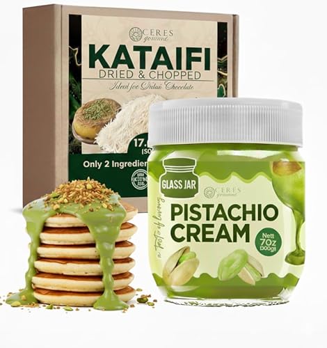 Kataifi - Paquete de masa de filo rallado y pasta de pistacho para chocolate de Dubái, auténtica pastelería kataifi picada seca turca (1.1 libras) y