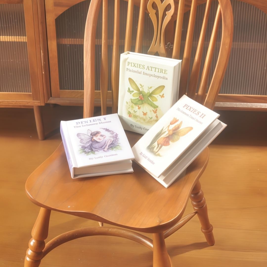 3-Piece 1:6 Scale Miniature Fantasy Book Set - Openable Pixies Attire & Echoing Bloom Trilogy - Realistic Pastel Accessories for 12 Inch Fashion Dolls & BJD Photography