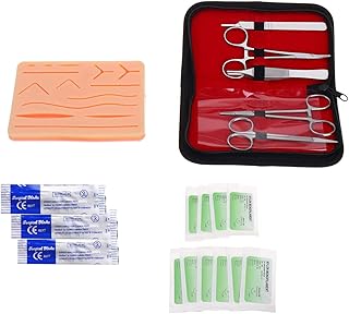 21 W 1 Model ćwiczeniowy Szwów Skórnych, Zestaw Szkoleniowy Szwów Chirurgicznych Zestaw Podkładek Szkoleniowych Z Raną Symulowaną Igłą Szewską Nożyczki Pęseta Dla Lekarza Pielęgniarki