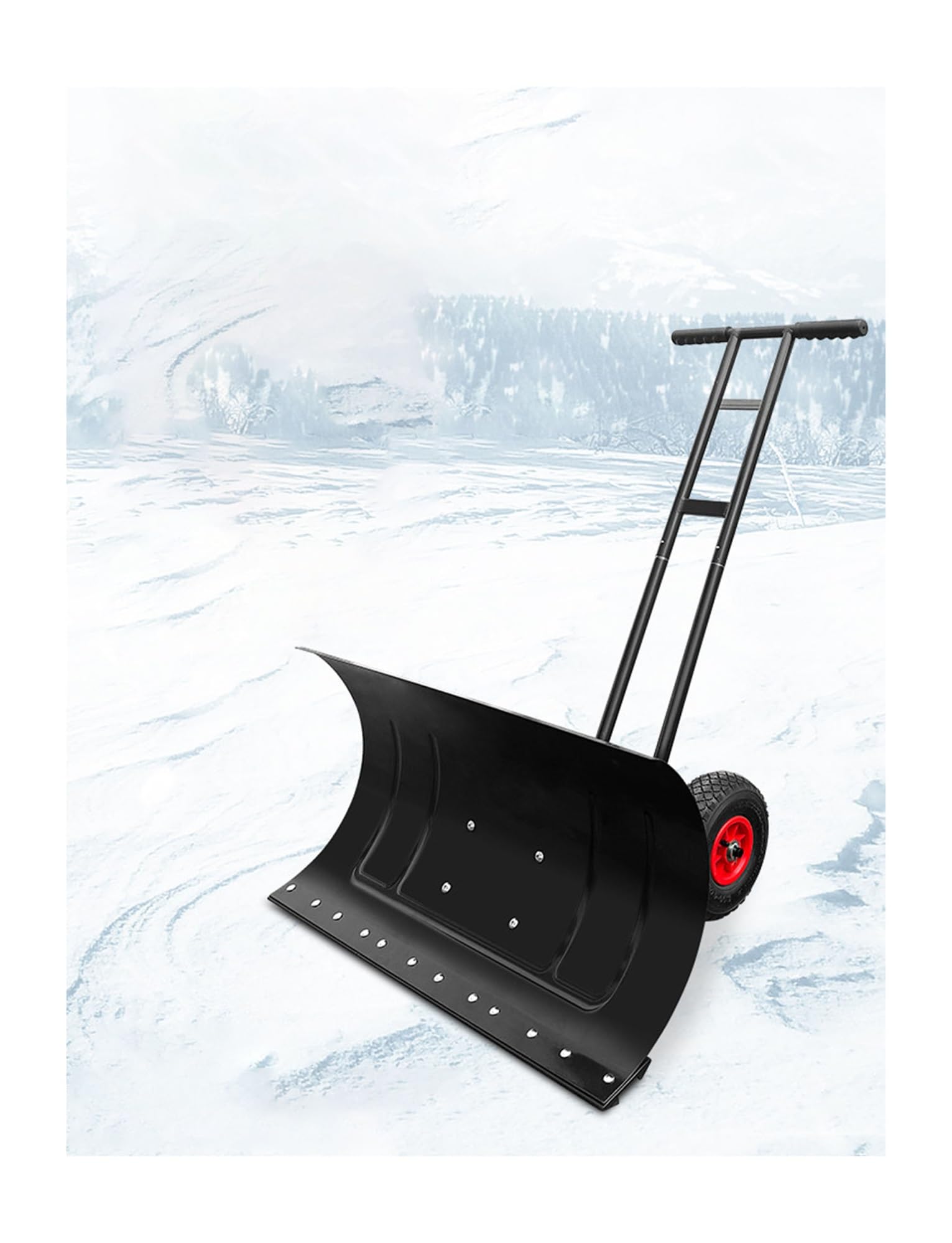 Empujador de nieve manual con mango ajustable para una fácil extracción de nieve en la entrada y acera