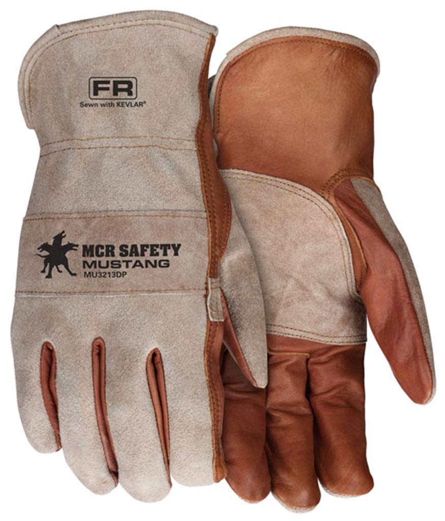 MCR Safety MU3213DPXXL Mustang Utility Driver Glove, Premium Grain Cow Double Palm, Wing Thumb, Sewn with Kevlar, Hand Protection, Utility, Construction, XX-Large, 1-Pair