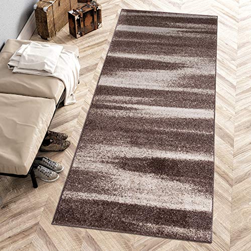 Alfombra de pasillo moderna larga abstracta marrón para pasillos de 70x250cm 2