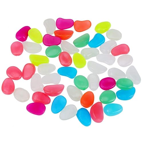 In The Dark Rocks, 50 piezas de piedras coloridas en la oscuridad, piedras artificiales luminosas para peces, acuario, jardín, pasarela, canicas
