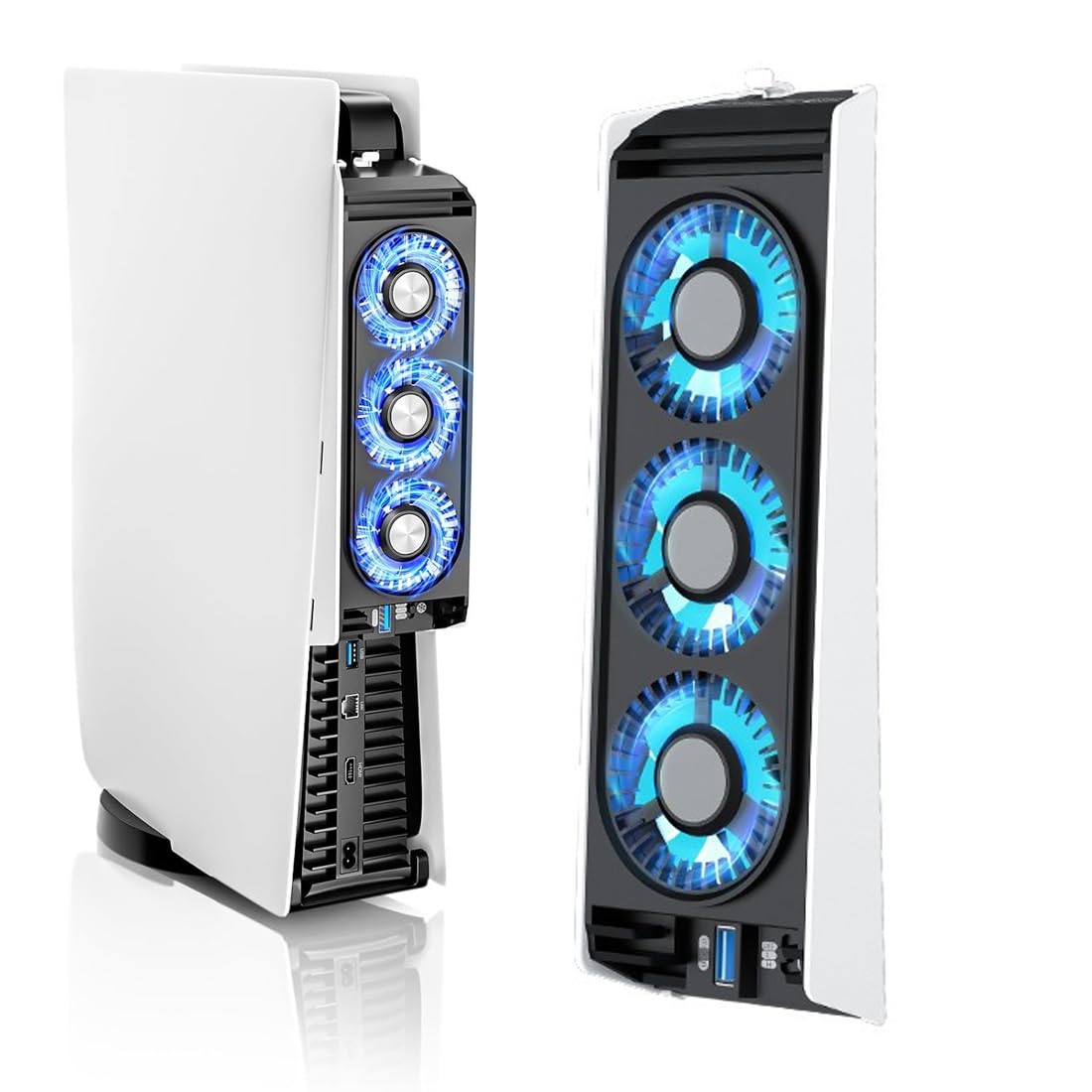NHQZ Accessori di Raffreddamento per PS5, Ventola di Raffreddamento con LED, Controllo Automatico della Velocità e Hub USB 3.0 per Dischi PS5 ed Edizione Digitale