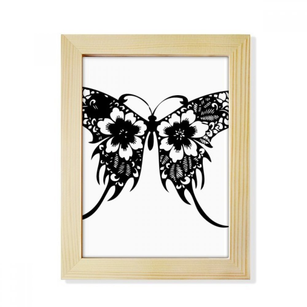 Mariposa floral estilo chino adorno de escritorio con marco de madera para salón y oficina
