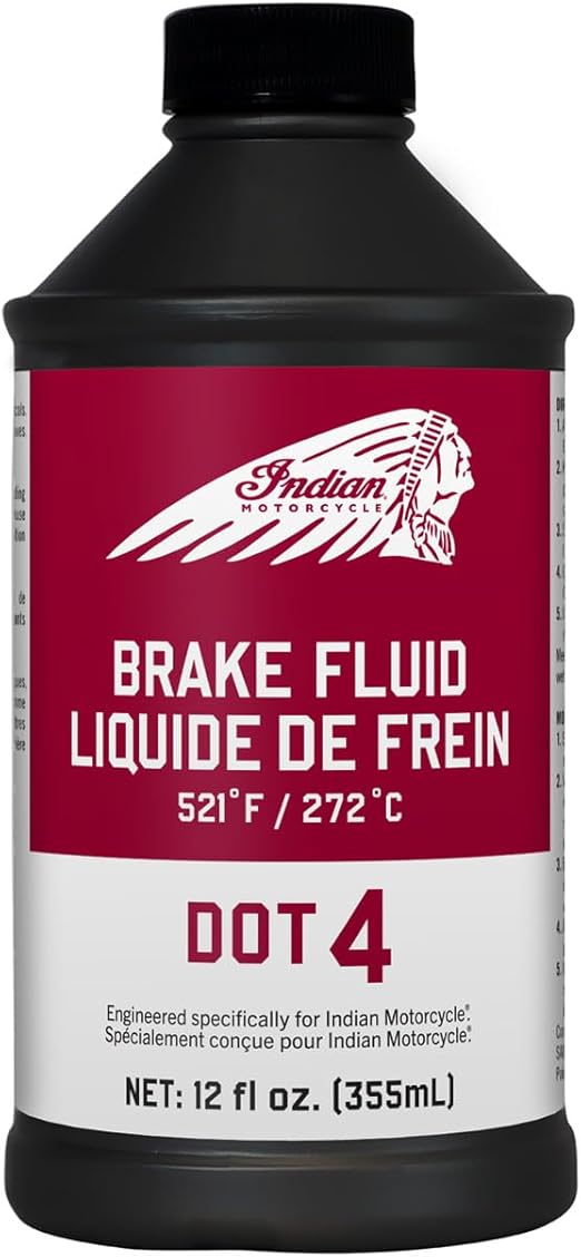 Indian Motorcycle Dot 4 Brake Fluid, for Specific Models, for Maximum Brake Lever Response and Sensitivity, 12 Oz., Part 2880016