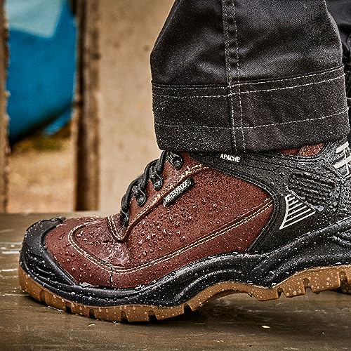 Apache Men's Ranger Safety Hiking Boot | Brown Size 8 UK | Premium Leather Work Shoe | Waterproof and Durable | Steel Toe Cap and Midsole Protection Apache Men's Ranger Safety Hiking Boot | Brown Size 8 UK | Premium Leather Work Shoe | Waterproof and Durable | Steel Toe Cap and Midsole Protection