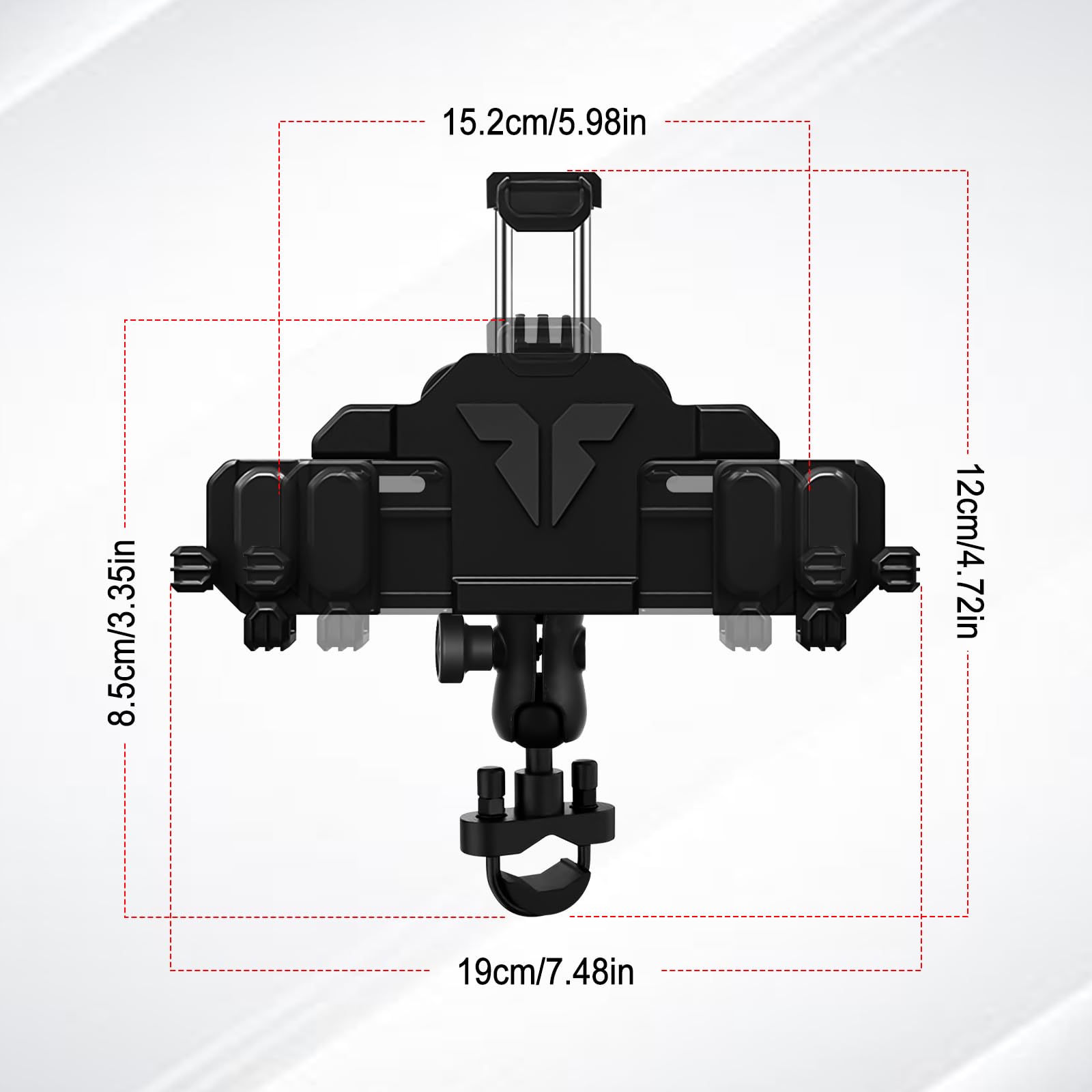 Supporto per telefono da moto con smorzatore di vibrazioni e blocco sicuro ad alta velocità, supporto antifurto per telefono per moto, bici, bicicletta, adatto per telefoni da 4,8 a 7,2 cm