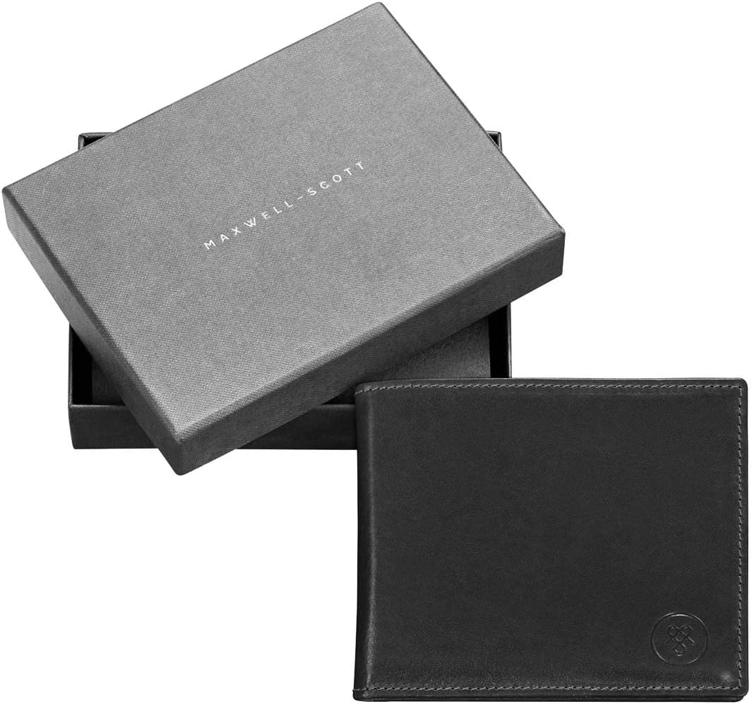 Maxwell Scott - Personalized Mens Luxury Leather 2-in-1 Trifold Wallet with Card Holder and ID Window - The Asti Black - Image 9