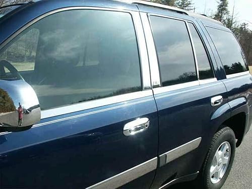 QAA es compatible con Chevrolet Trailblazer 2002-2008 juego de 10 piezas de acero inoxidable para alféizar de ventana, cabina regular, no extendido