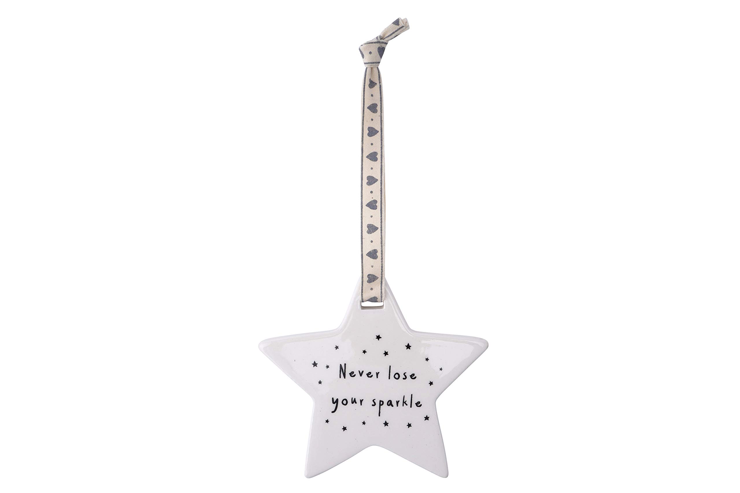 CGB Giftware | Hanging Star | Ceramic | 'Never Lose Your Sparkle' | Gift for Birthday Christmas Graduation | GB01450C