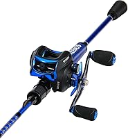 Vista 3 de One Bass Combo de carrete de caña de pescar, caña de pescar con grafito 2 piezas en blanco