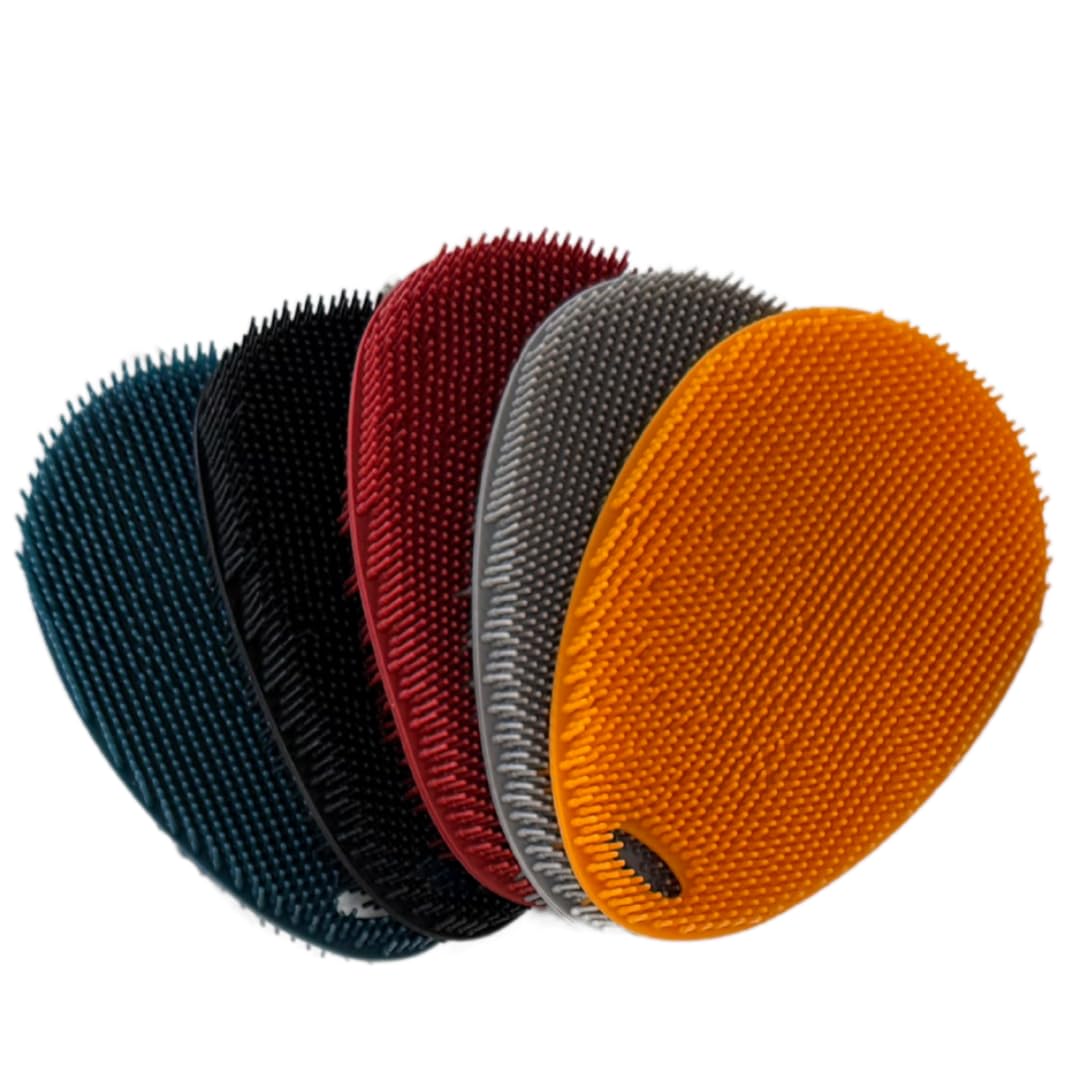 Esponja de silicona para platos, estropajo de silicona de grado alimenticio y limpieza de la casa, estropajo de cocina de silicona sin BPA [paquete de 5 óvalos de invierno]