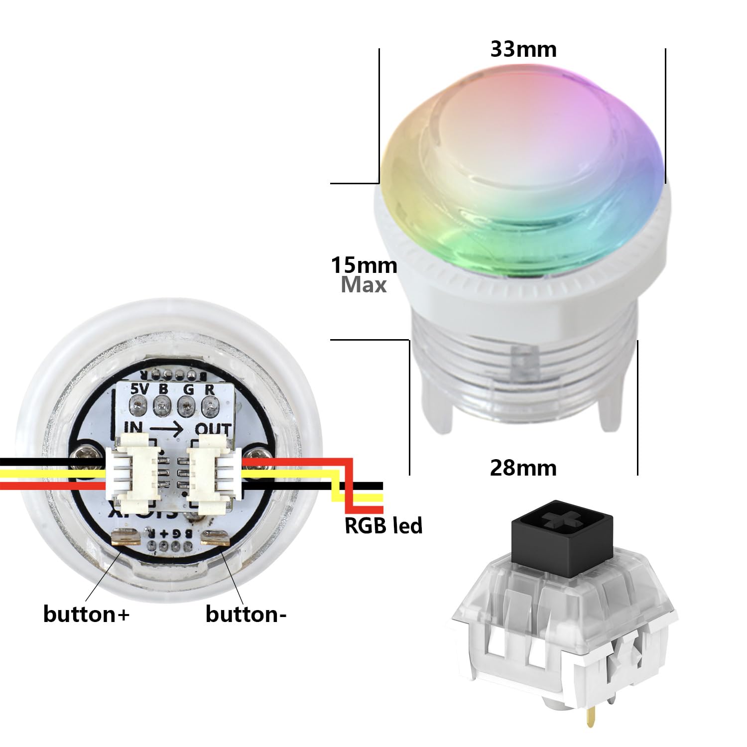 SJ@JX Controlador arcade de todos los botones con botón RGB Raspberry Pi RP2040, joystick de juego de lucha de latencia ultra baja para PC y Nintendo Switch
