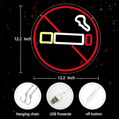 Miniatura 3 de JFLLamp Letreros de neón de no fumar para decoración de pared, luces de neón para dormitorio, letreros LED de negocios adecuados para lugares