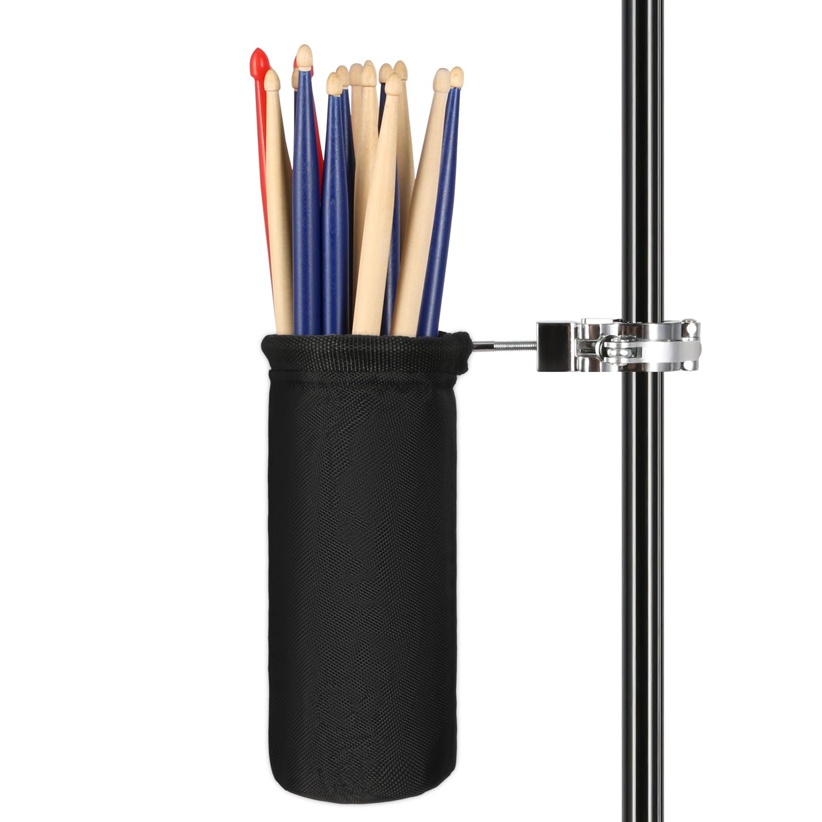 Photo 1 of VANPHY Drumstick Bag Holder Drum Stick Holder Mallets Up to 14 Pairs of Drumsticks with Aluminum Alloy Mounting Clip and Metal Steel Rims for Drum Kit & Music Stand(2.3cm Diameter Pole)