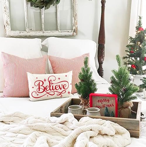 Miniatura 3 de PANDICORN Fundas de almohada navideñas de 12 x 20 pulgadas, decoración navideña de granja de Navidad, almohadas lumbares, fundas de almohada