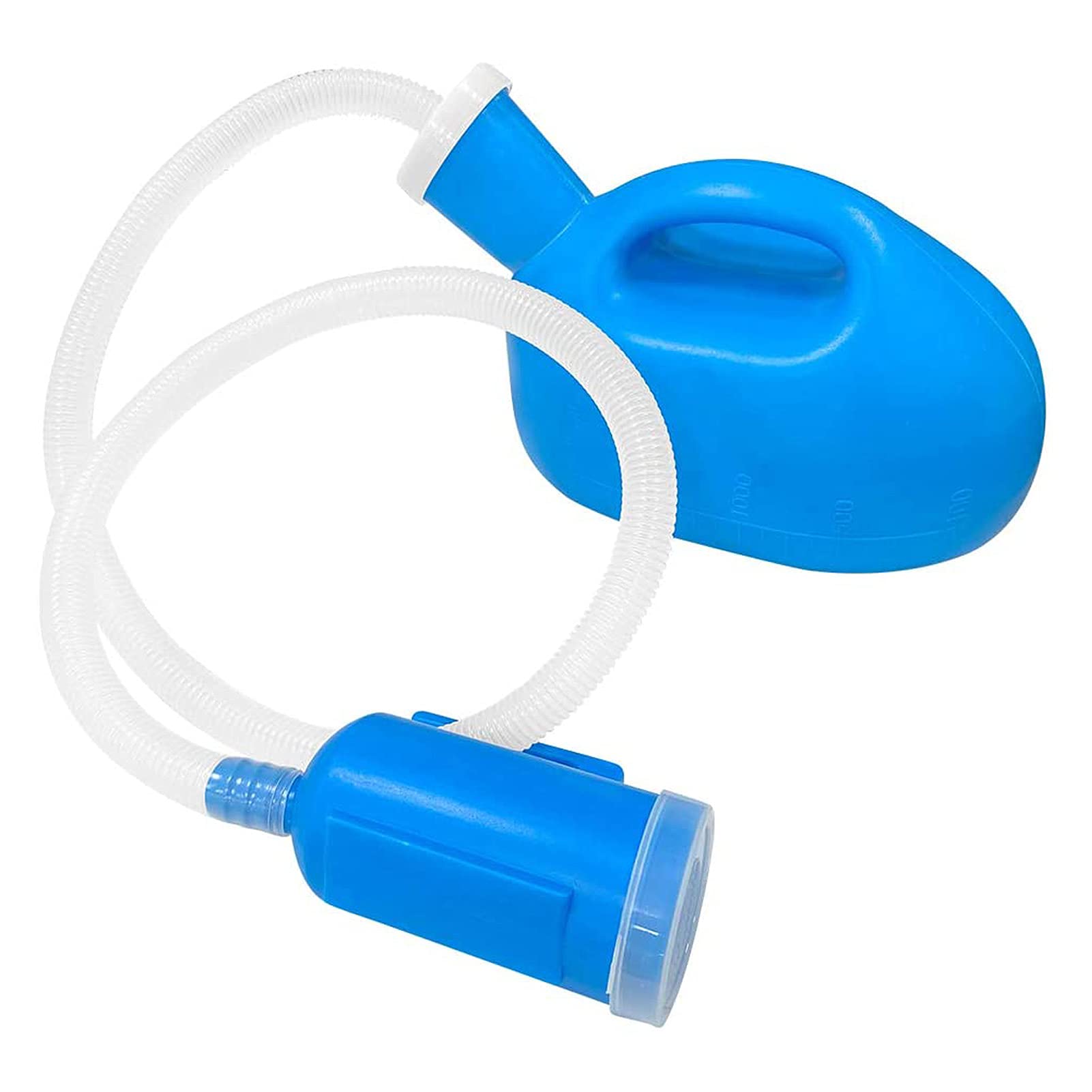 YNGJUENCP Portable Urinals for Men, Men's Urinal Bottle Spill Proof Anti-Overflow Reusable Male Pee Bottle Camping Toilet Thickened Men's Potty 2000 Ml Tube with Lid (Blue)