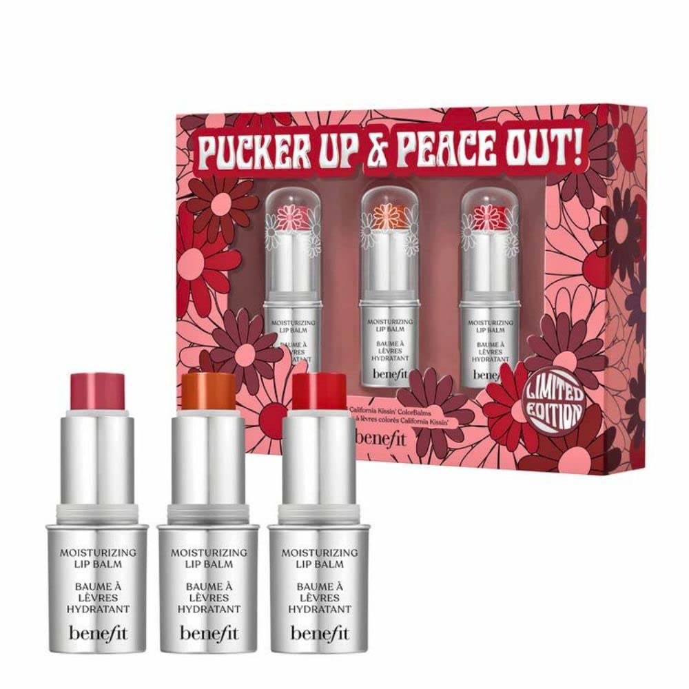 BenefitPucker up & Peace Out! 3 Mini California Kissin ColorBalms 22 Ruby, 11 Spiced Red, 333 Berry- 3 x 1.5g