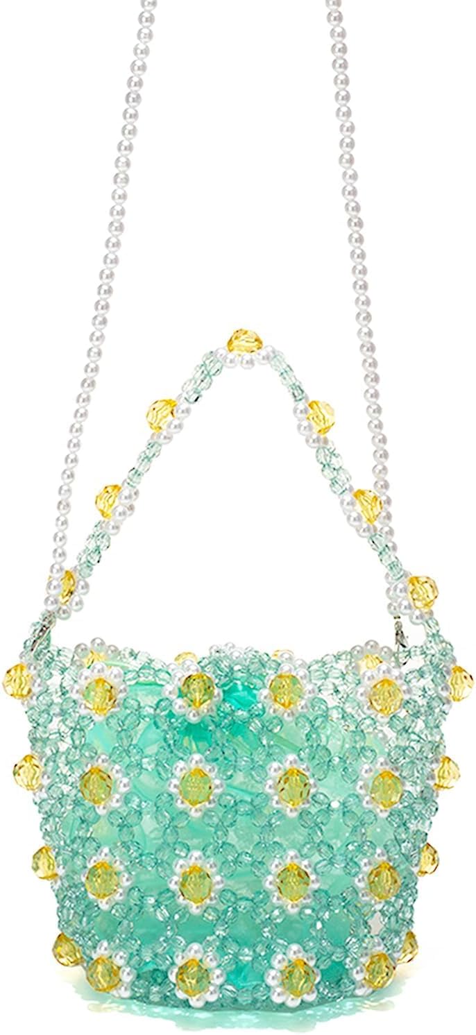 Crossbody Bag for Women, Flower Beaded Handbag, Evening Purse for Party Wedding Travel(Green) - Image 8