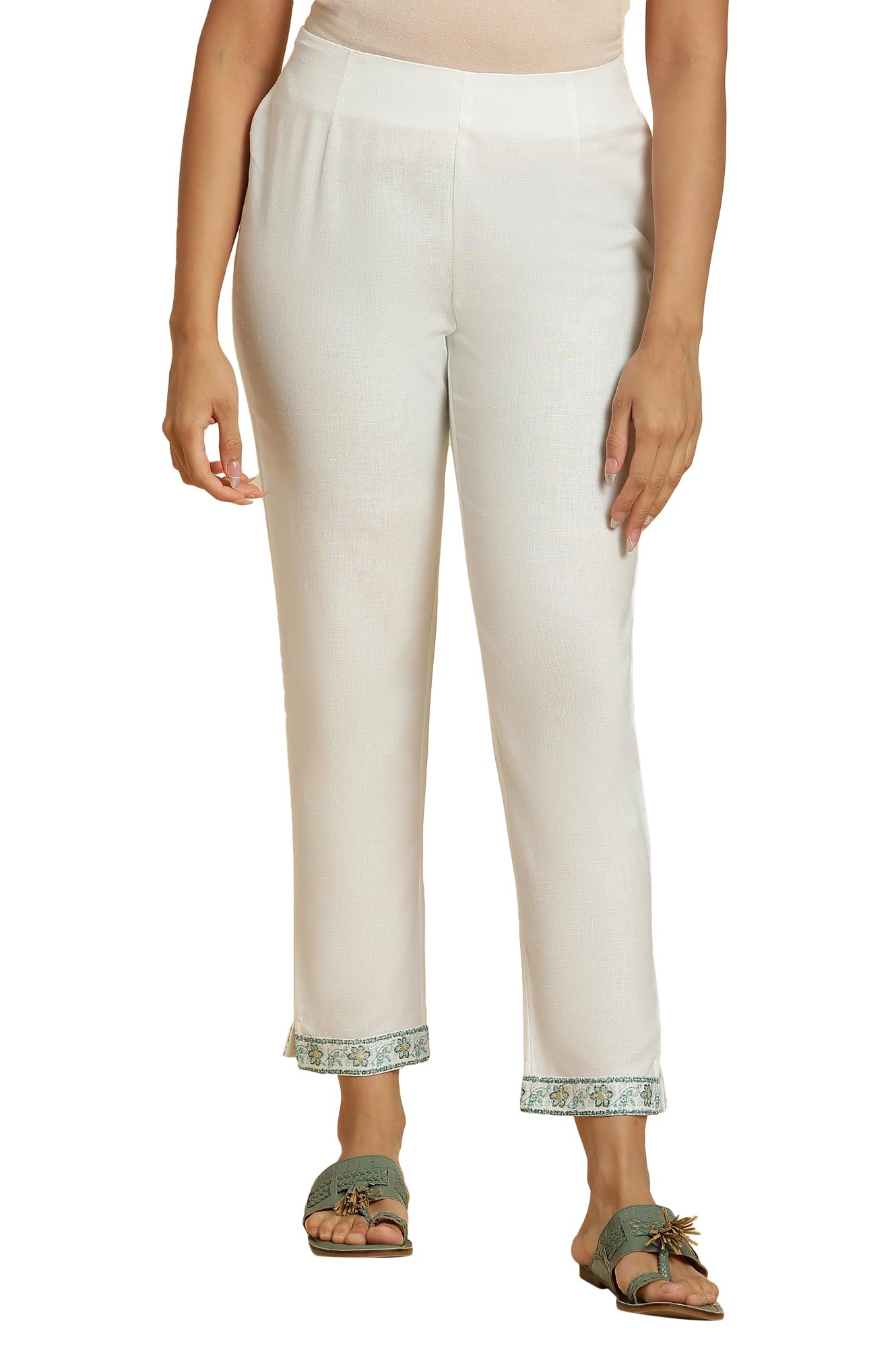 w for woman Women High Rise Cotton Blend Slim Pants | Cotton Blend Slim Pants | Trousers-picture-32
