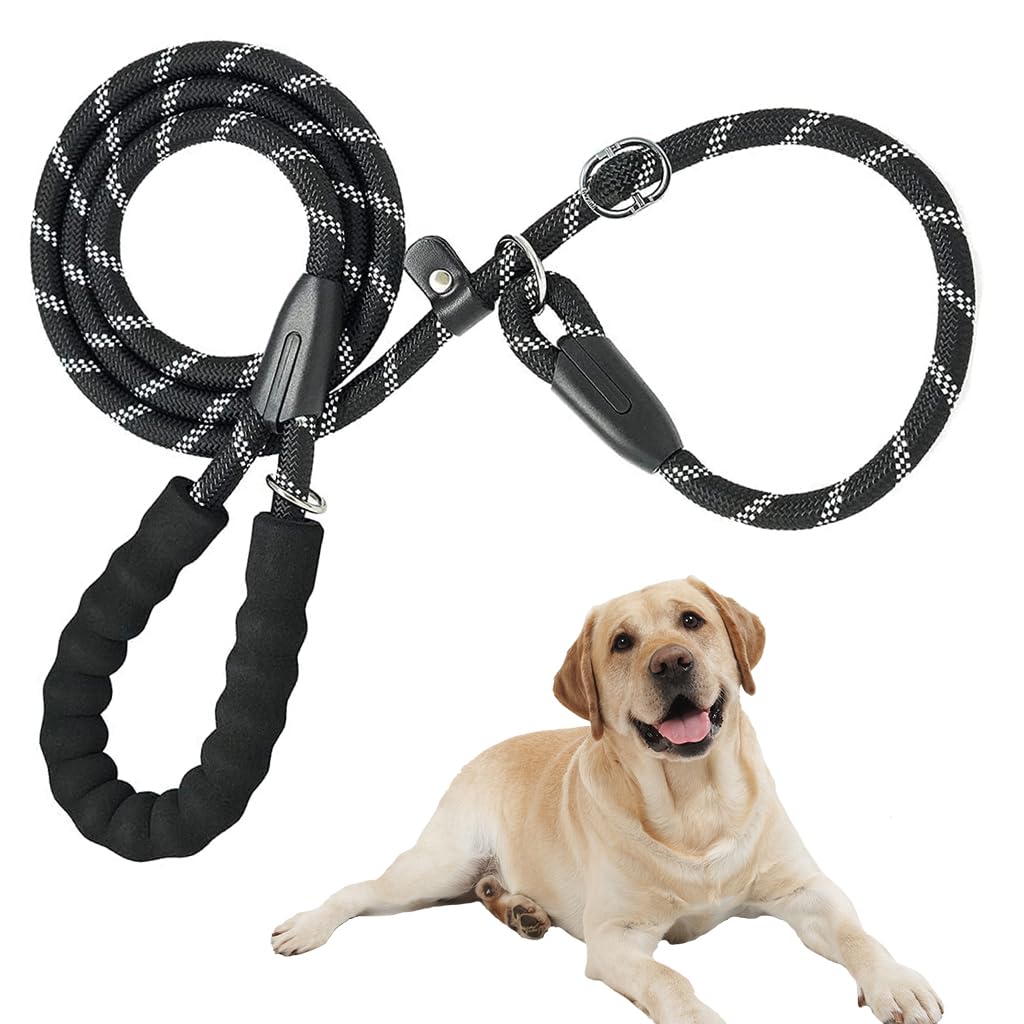 Qpets Leash For Dogs, Durable Light Reflecting Dog Leash Traction Round Rope Dog Chain, 5.5Ft Handle Free Walking Dog Leash Braided Rope Adjustable Dog Training Leash,?182.88 cm